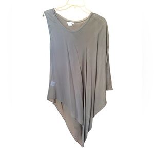 Helmet Lang Grey Silk Asymmetrical Top